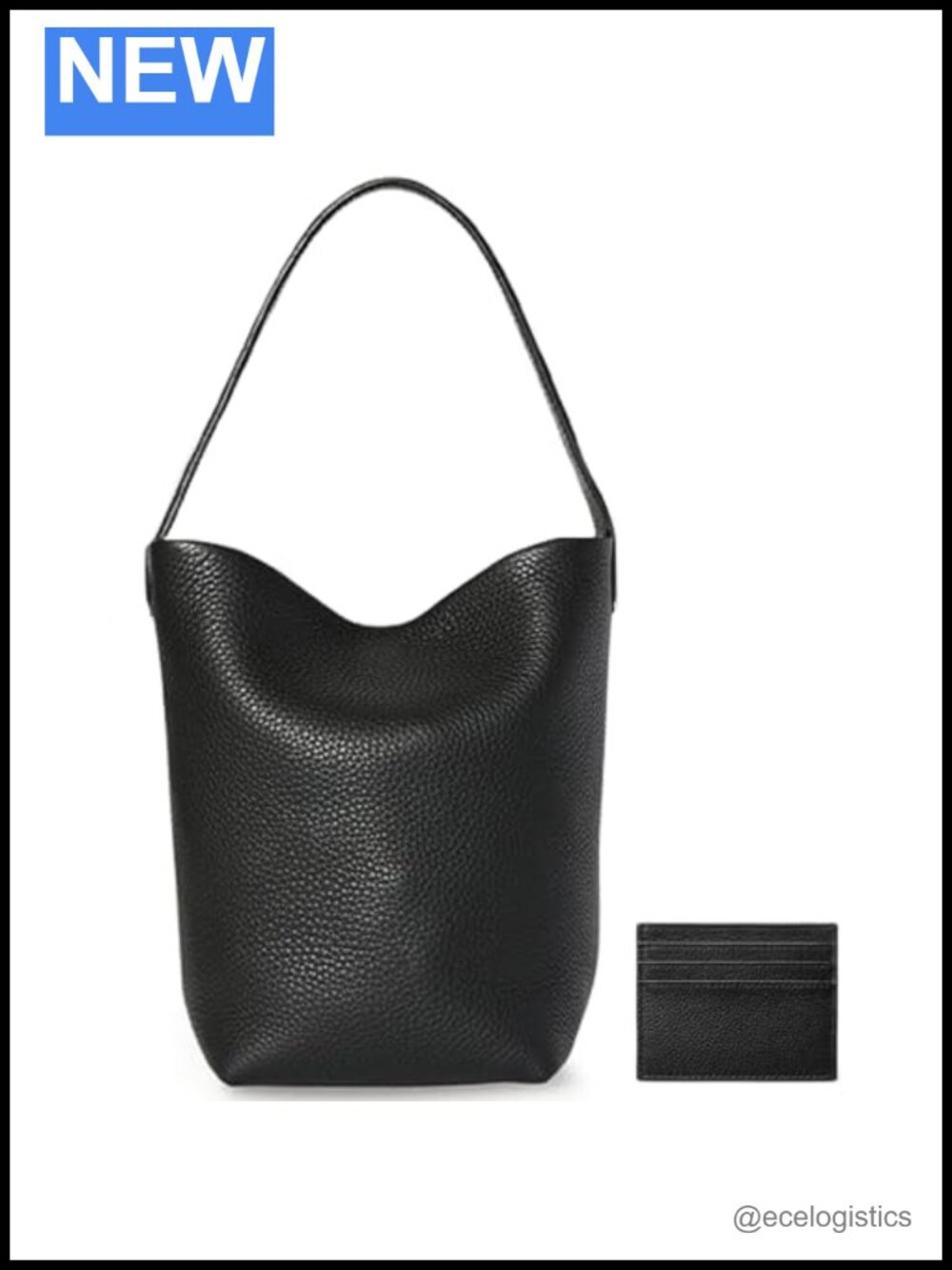 Genuine Leather Bucket Tote Bag with Wallet, Calfskin Handcrafted Shoulder Bag